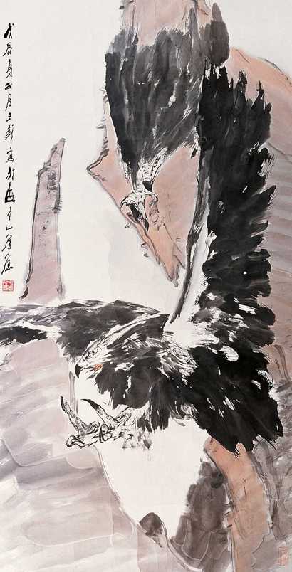 王子武 双鹰 镜心